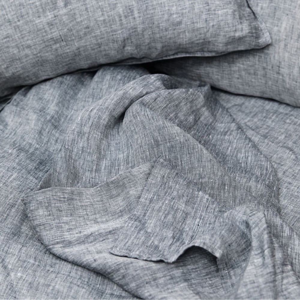 Brooklinen King Cal King Gray Washed Linen Duvet Cover 104x96"